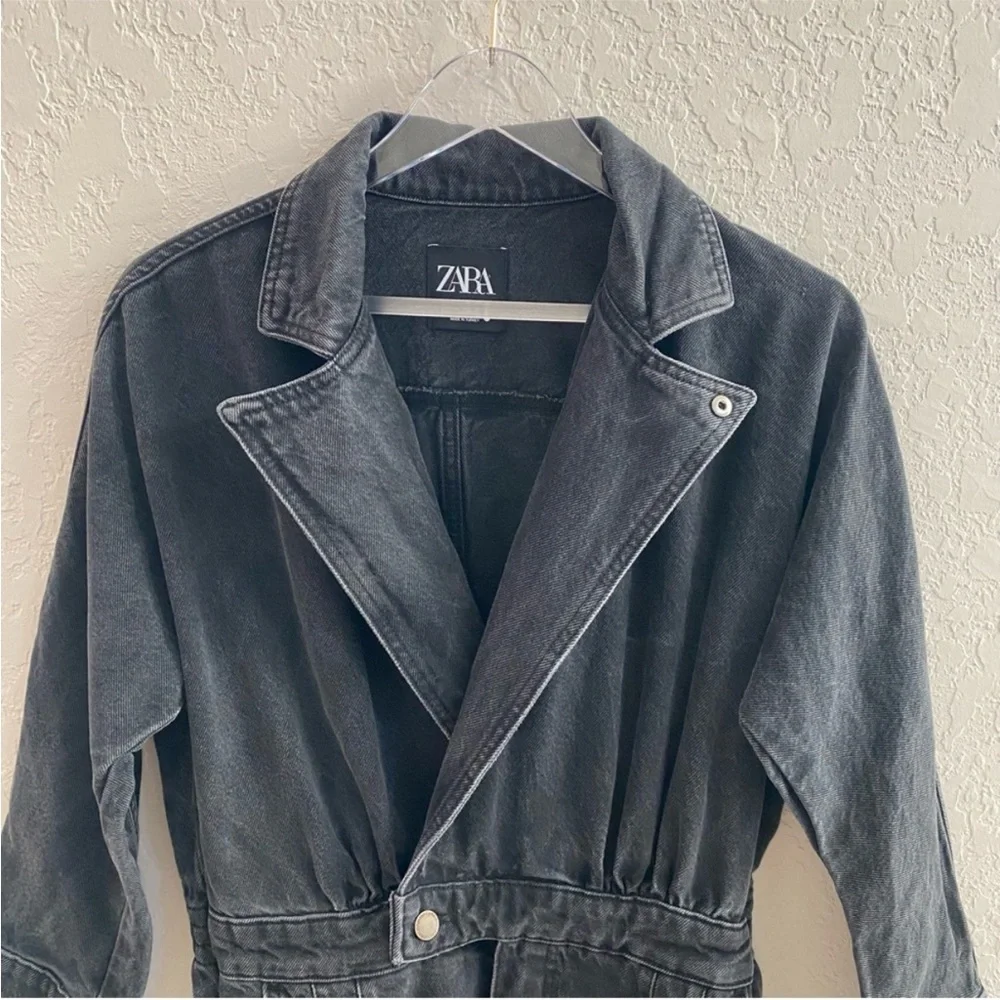 Zara never worn off black/gray jean denim jumpsuit
